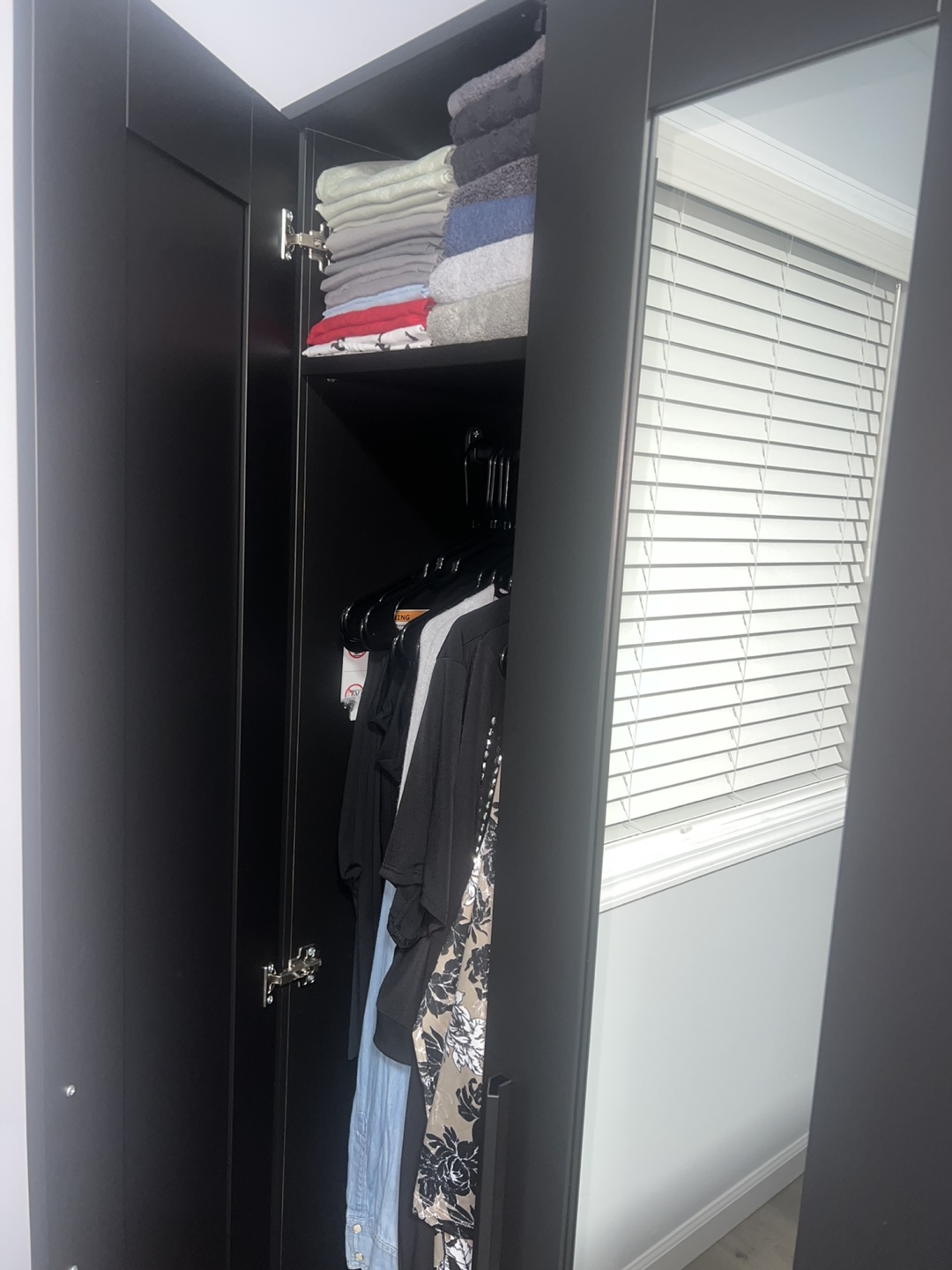 Black Wardrobe Armoire with Mirror - photo 2