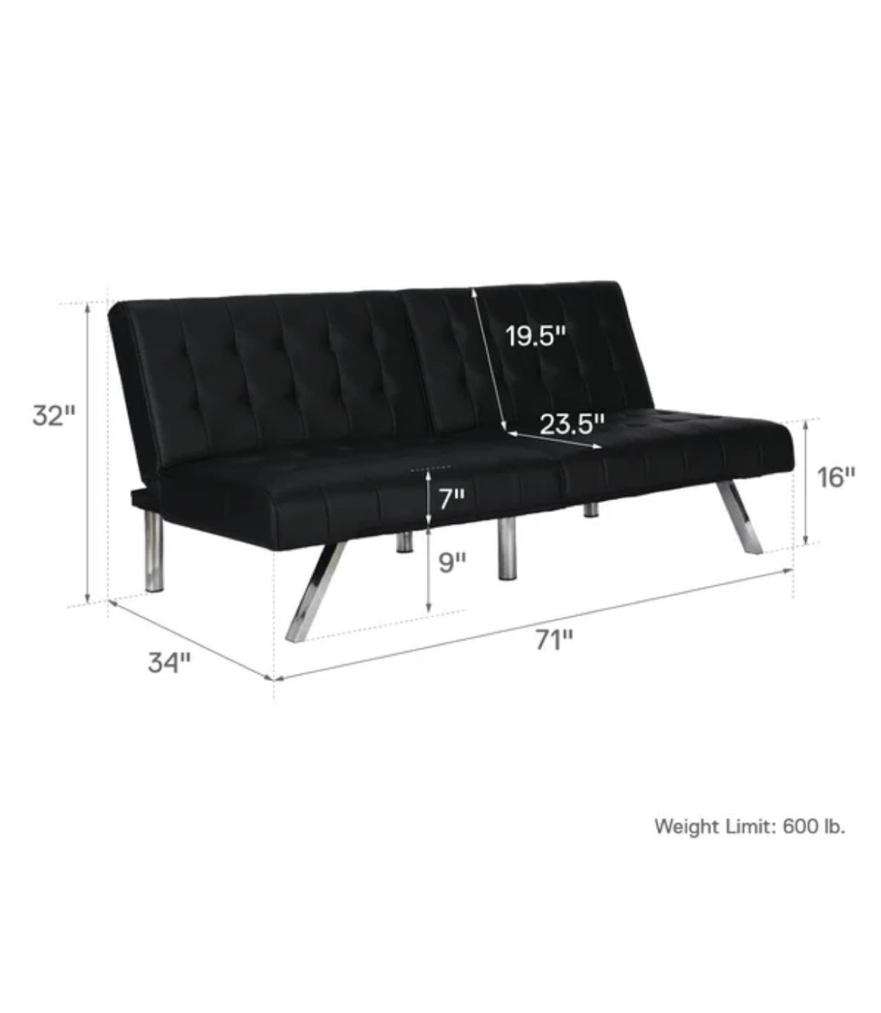 Black Futon Sofa Bed - photo 5