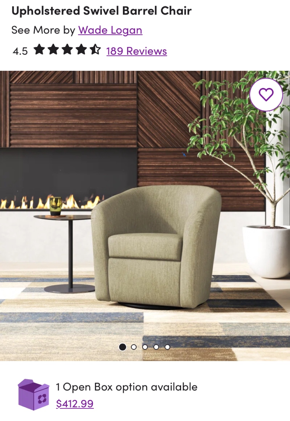 Wade Logan Upholstered Swivel Barrel Chair - Open Box