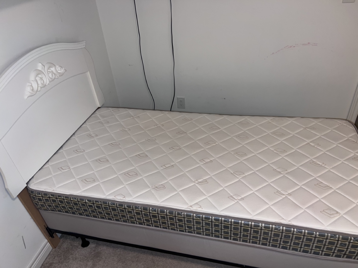 White Twin-Size Bed Frame with Mattress - photo 2