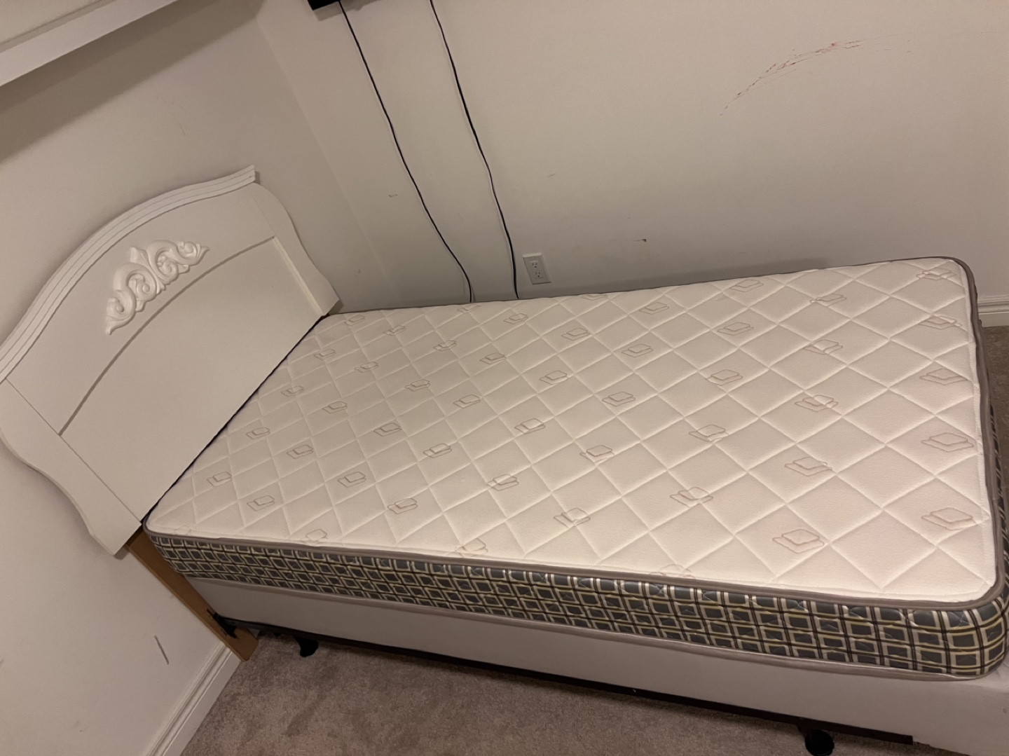 White Twin-Size Bed Frame with Mattress - photo 3
