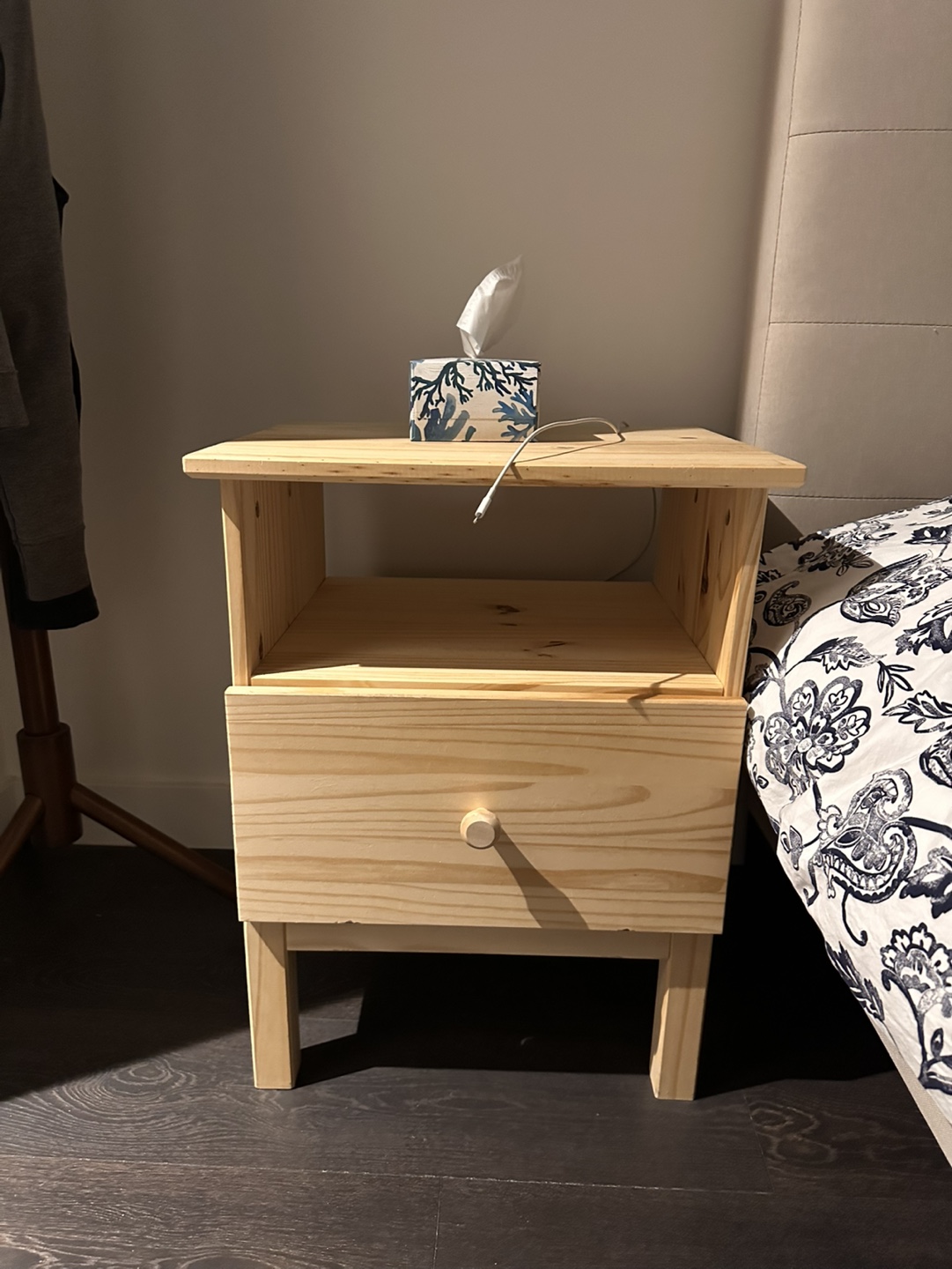 Simple Pine Wood Nightstand