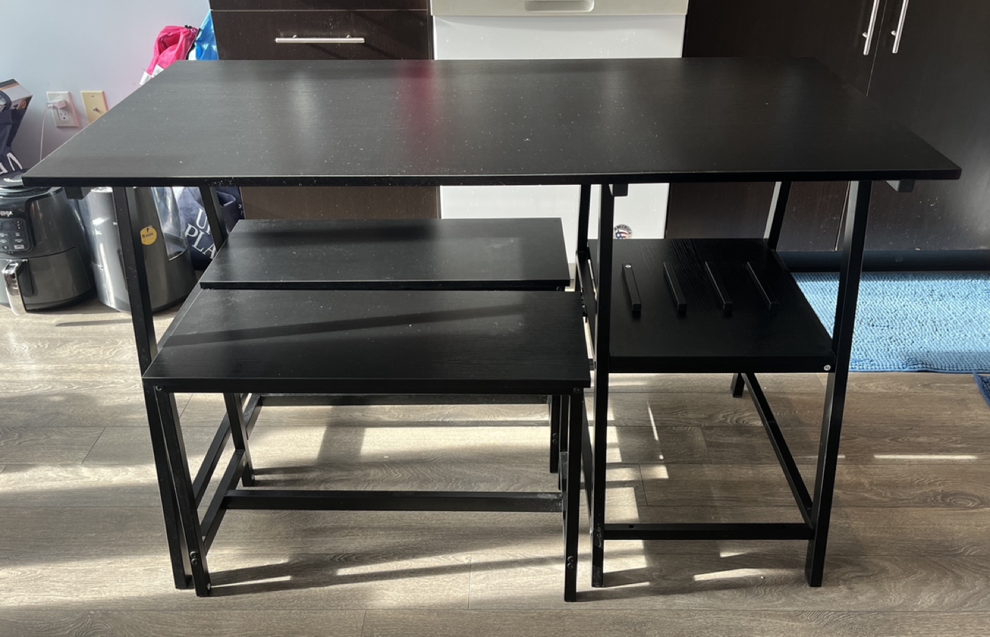 Black Kitchen Table Set with 2 Benches - photo 3