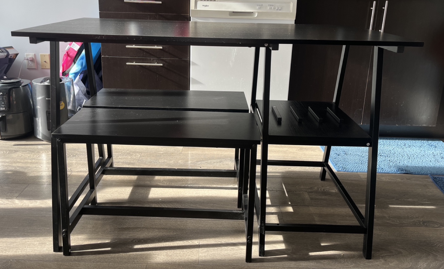 Black Kitchen Table Set with 2 Benches - photo 2