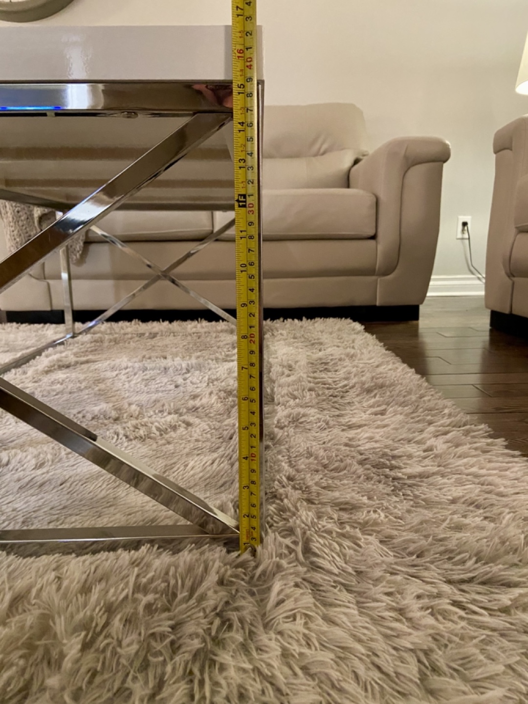 Modern White Coffee Table with Chrome Legs - photo 2