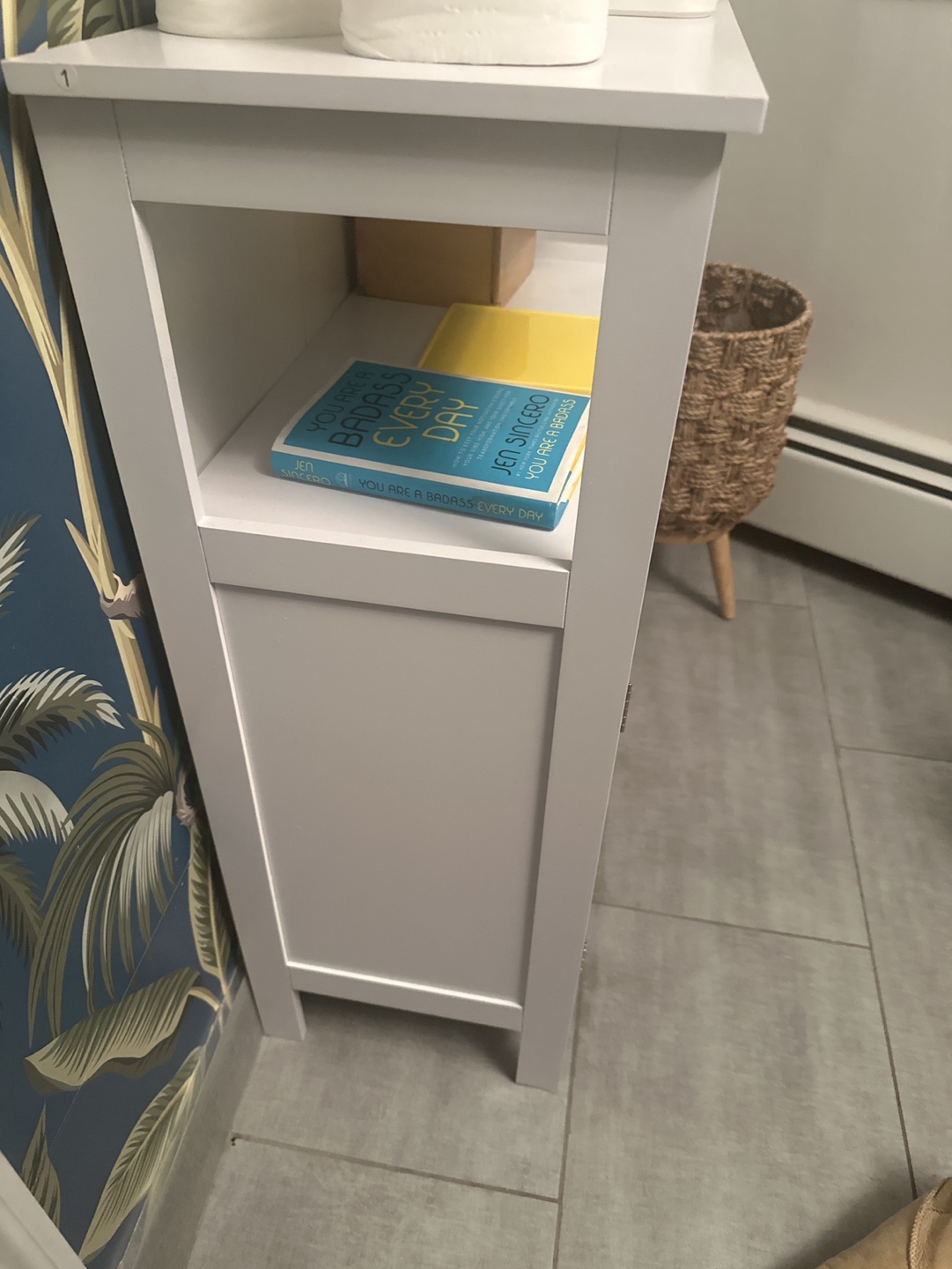 White Bathroom Cabinet with Louvered Doors - photo 3