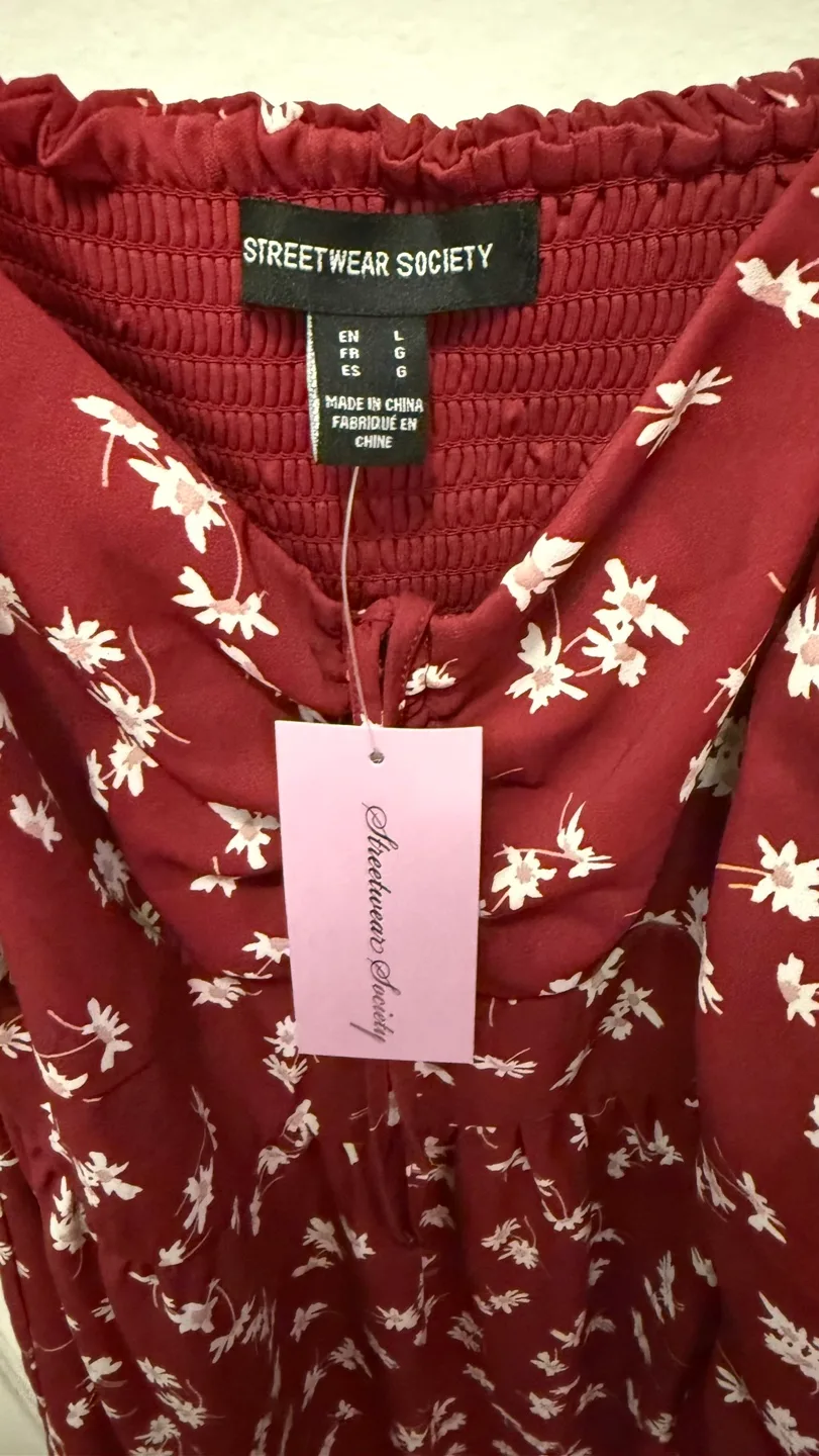 Streetwear Society burgundy floral mini dress image indicator(2)