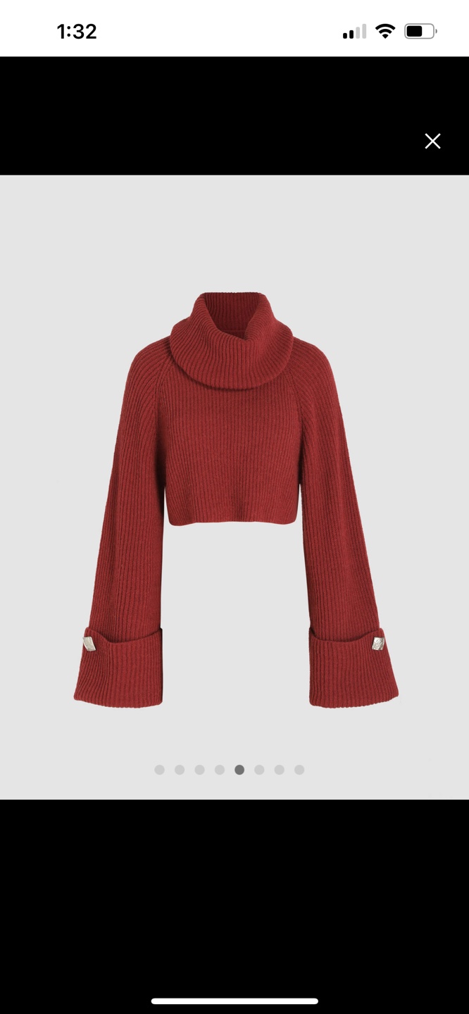 Red Cropped Turtleneck Sweater - photo 3