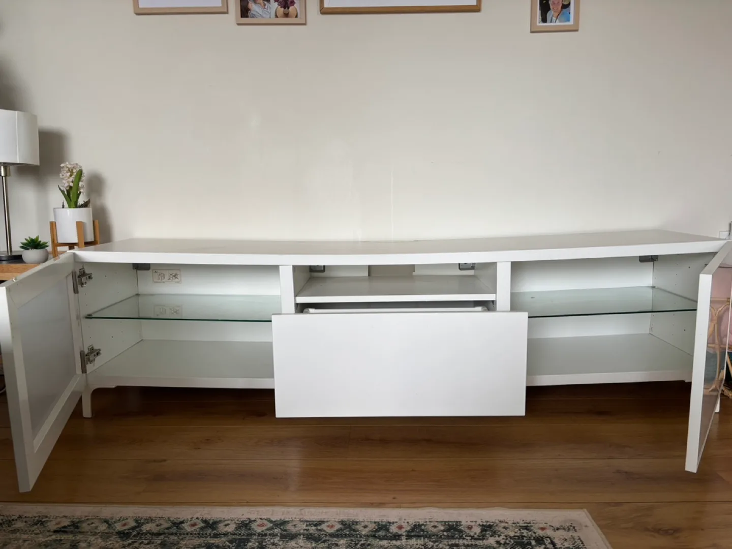 White TV Stand with Storage image indicator(3)