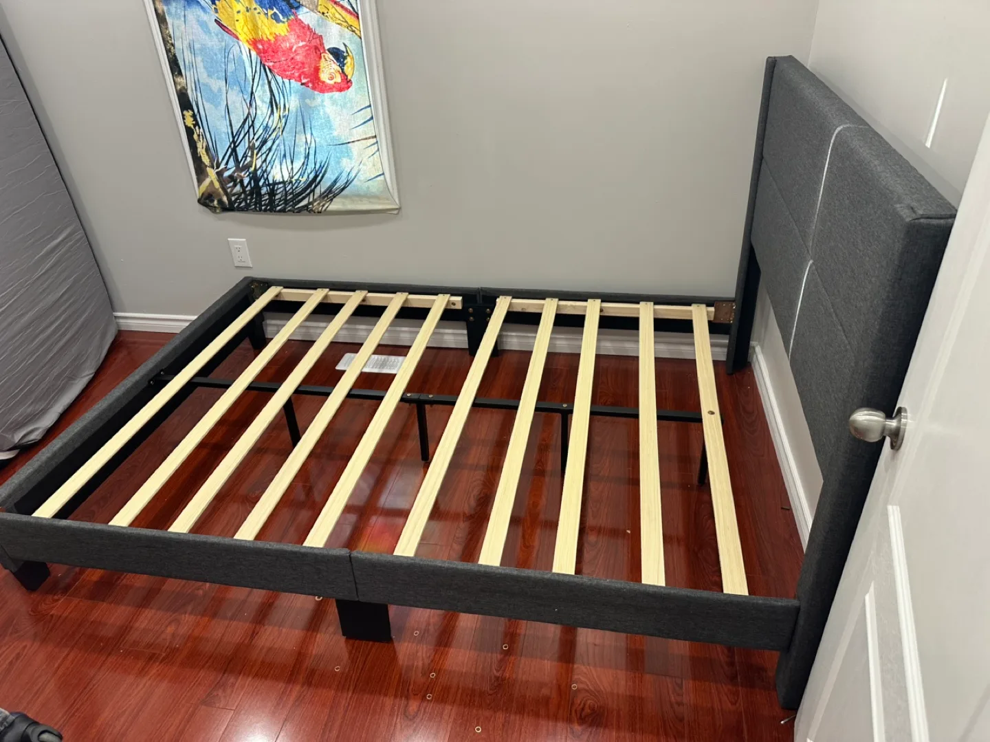 Queen Size Upholstered Bed Frame with Headboard image indicator(2)