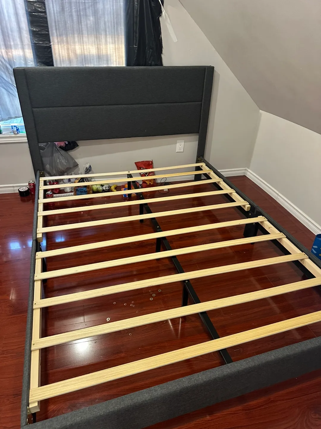 Queen Size Upholstered Bed Frame with Headboard image indicator(3)