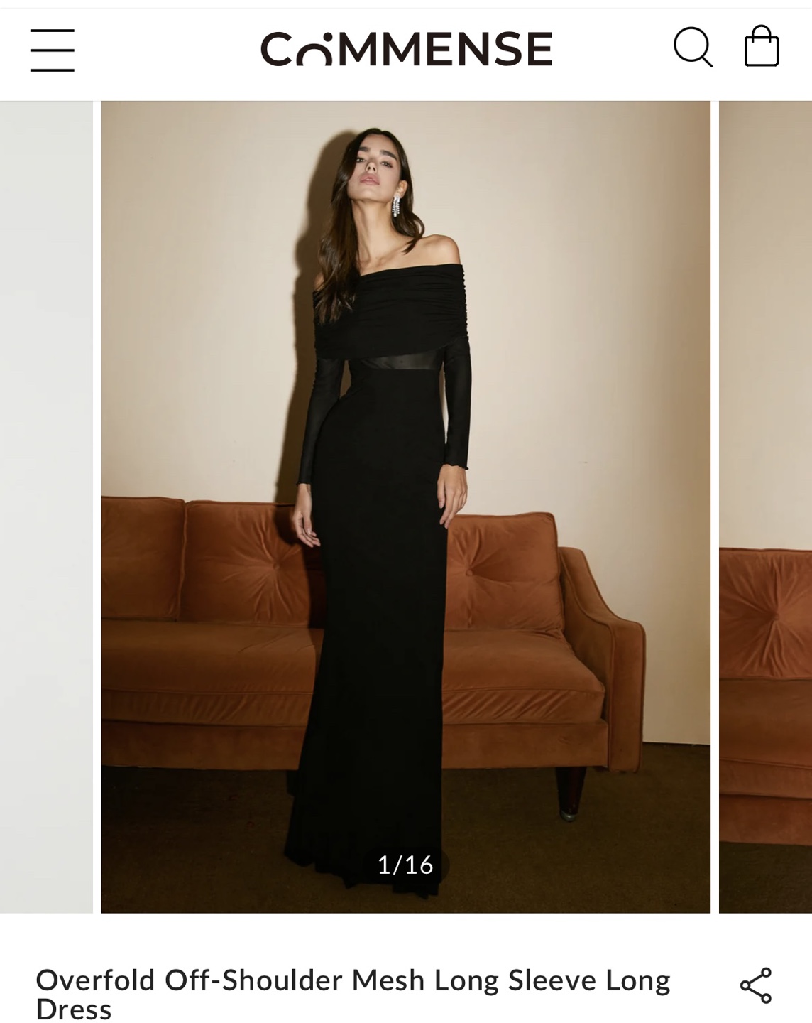 Commense Black Off-Shoulder Maxi Dress