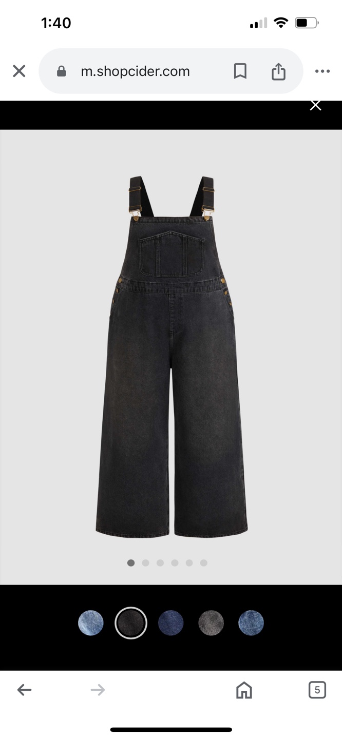 Cider Black Washed Denim Overalls - Size 2XL