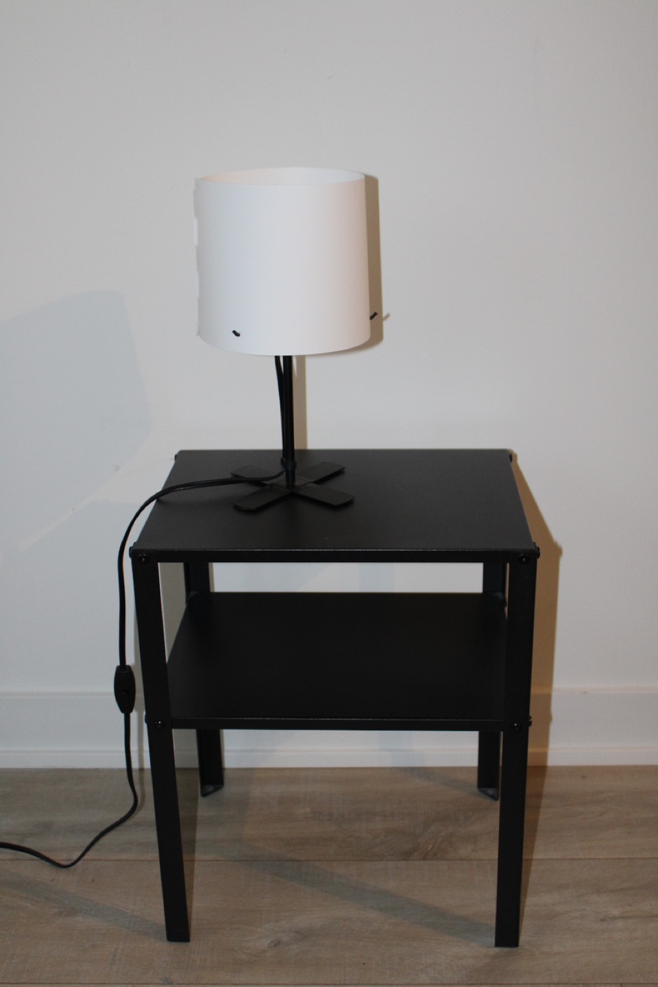 Black Metal Side Table with Lamp x2