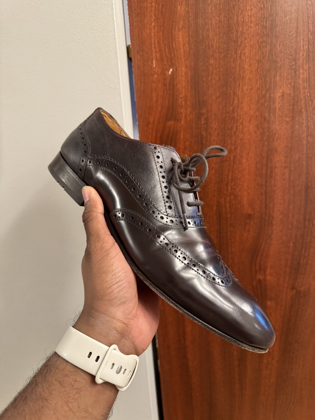 Men's Brown Leather Wingtip Oxford Shoes - photo 2
