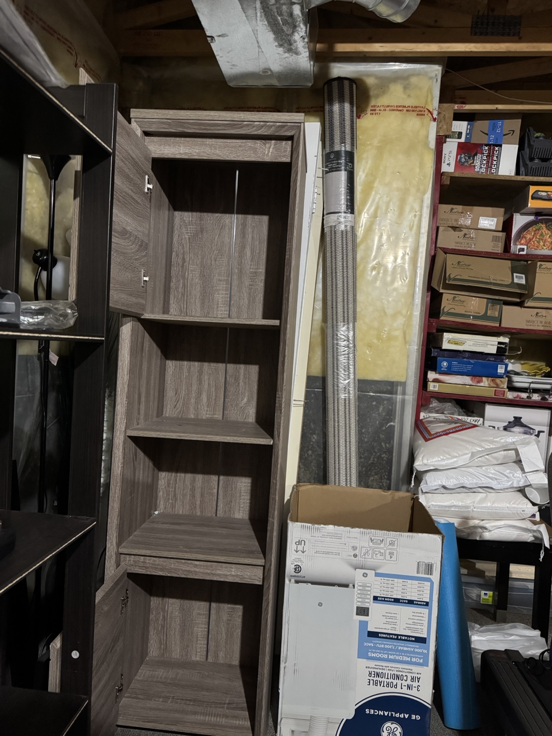 Tall Grey Wood Storage Cabinet