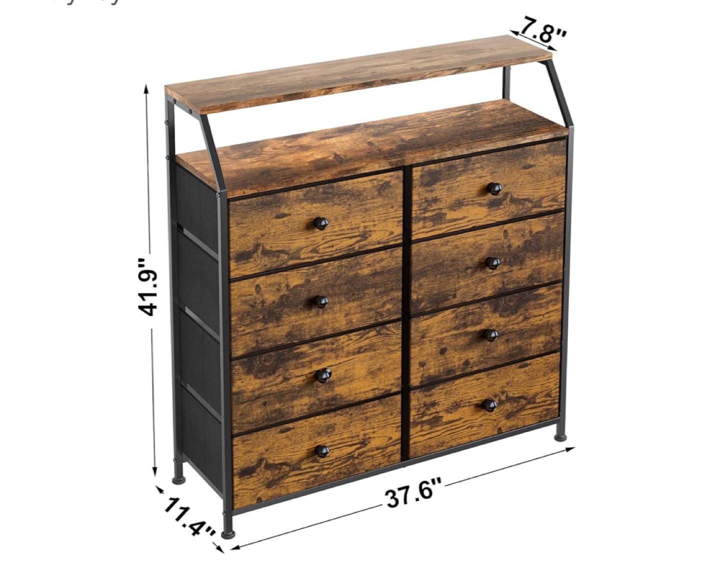 Rustic 8-Drawer Chest with Top Shelf