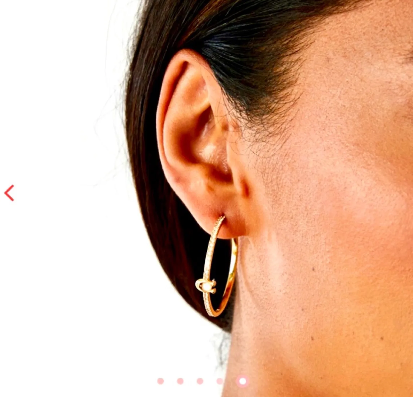 🍓 REG $120 COACH Rose Quartz Gold Hoop Earrings w/dust bag image indicator(3)