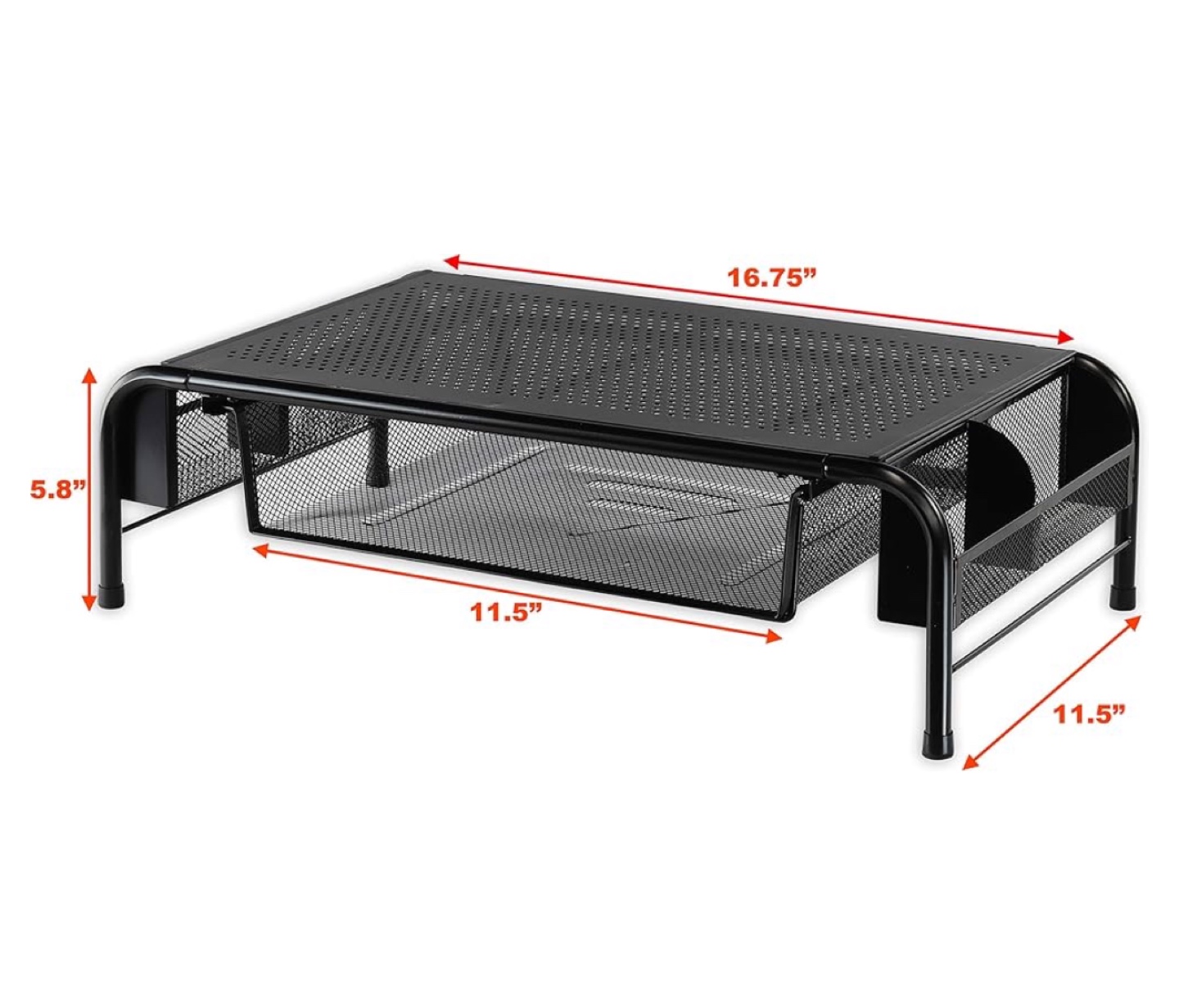 Black Metal Monitor Stand with Storage