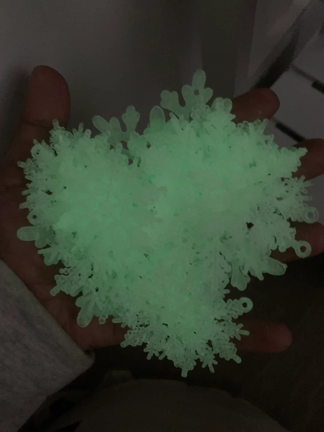 36pcs Glitter Snowflake Christmas Ornaments- Glow in the Dark image indicator(7)