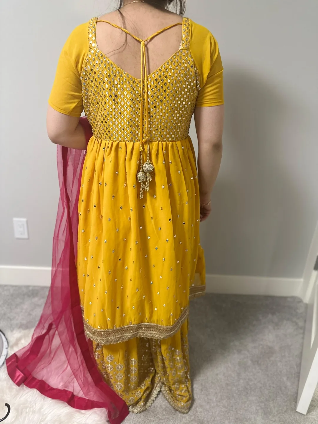 Gorgeous Pink and Gold Sharara Suit image indicator(7)