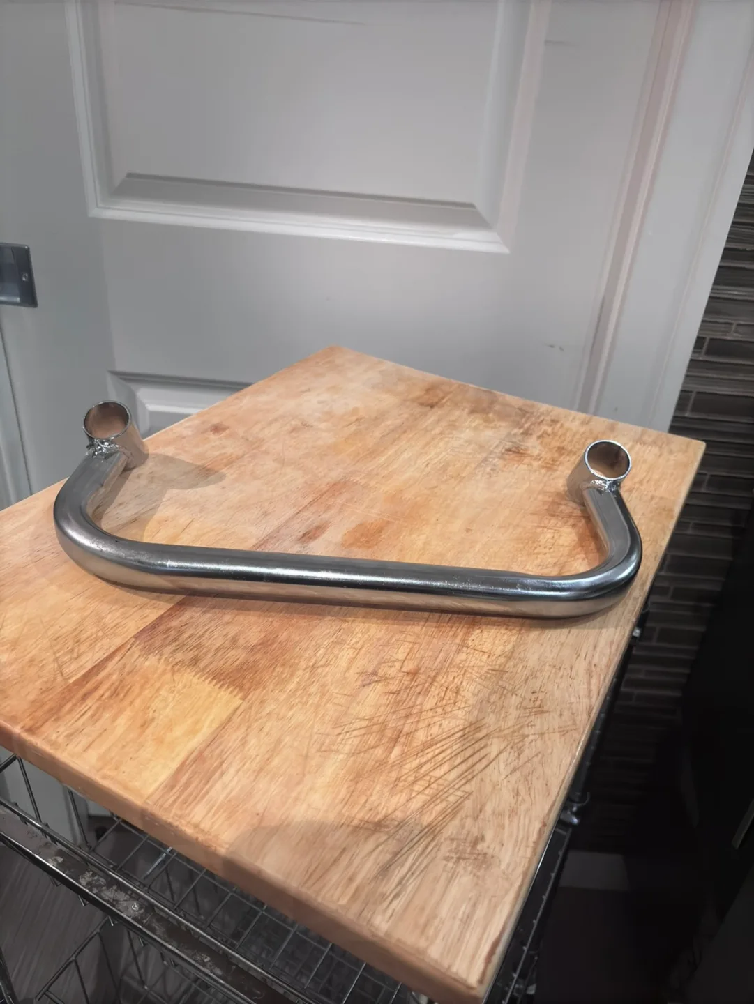 Chrome Kitchen Cart with Wood Top and Baskets image indicator(7)