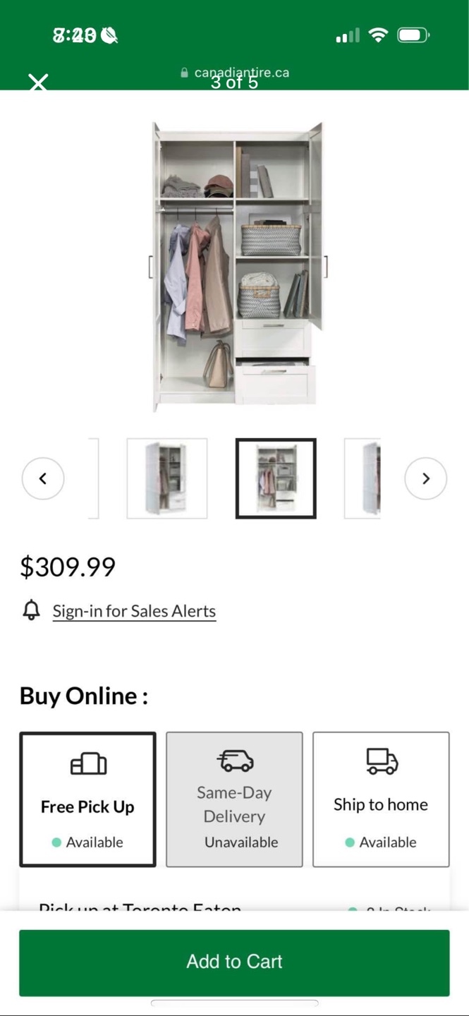 NEED GONE ASAP - Sauder 2-Door 2-Drawer Wardrobe - White - photo 3