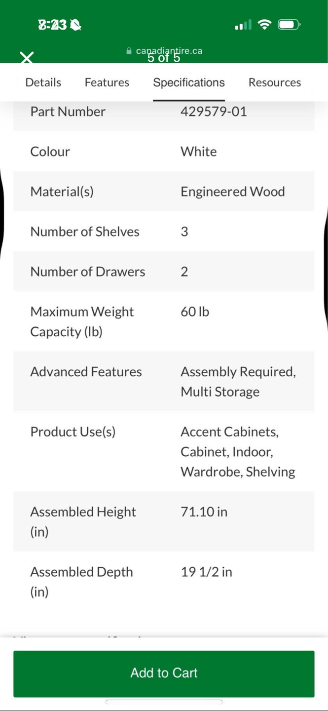 NEED GONE ASAP - Sauder 2-Door 2-Drawer Wardrobe - White - photo 5