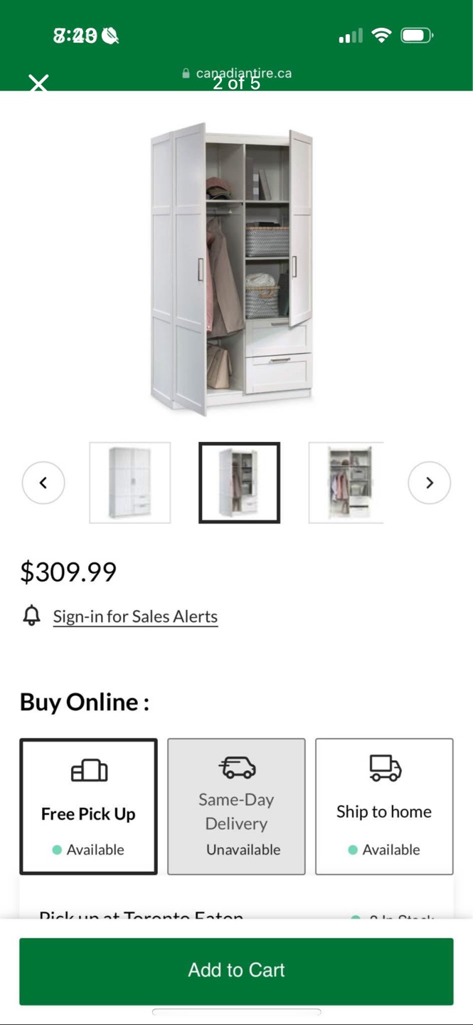 NEED GONE ASAP - Sauder 2-Door 2-Drawer Wardrobe - White - photo 2