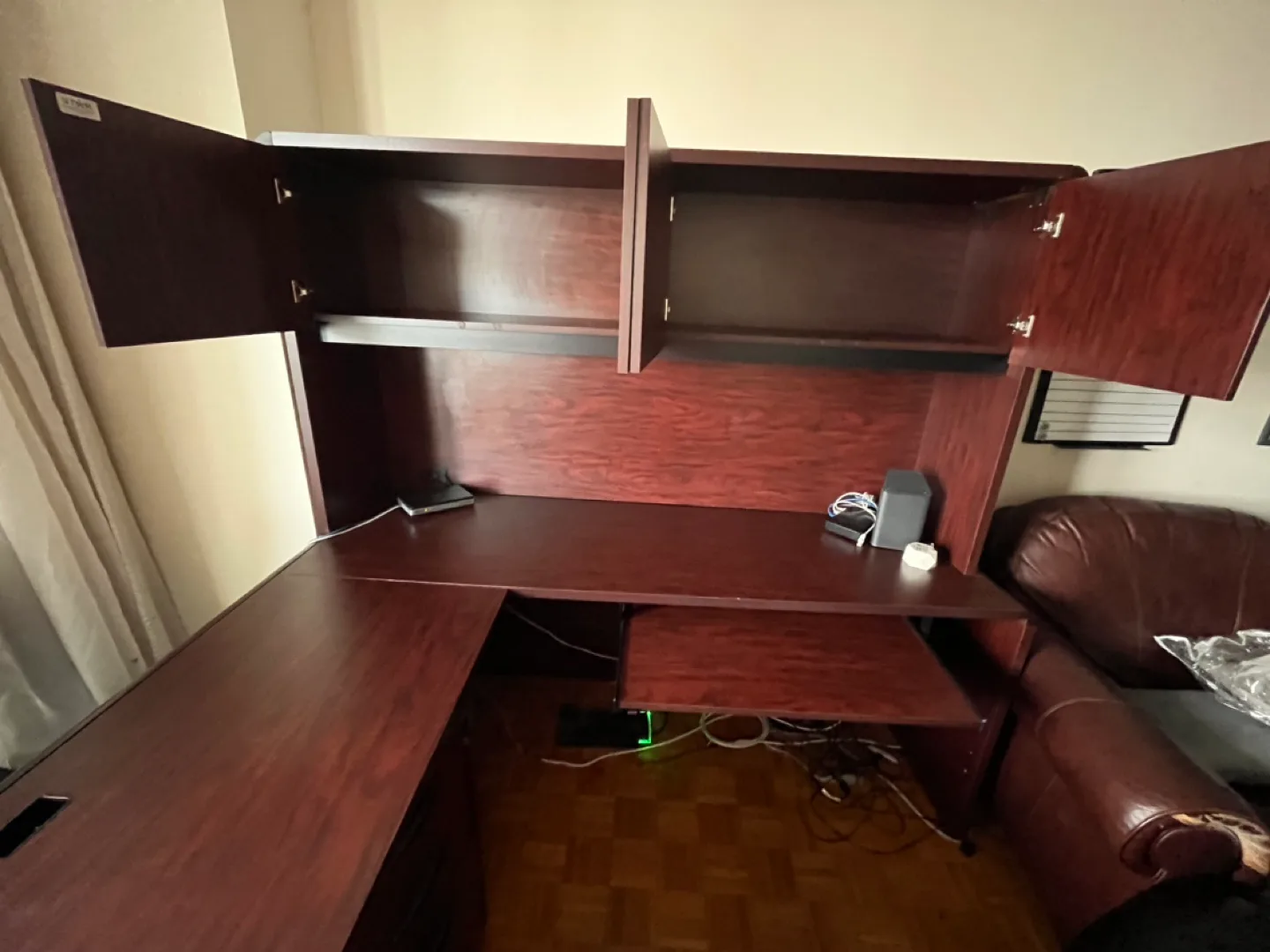 SALE Large Office Desk with hutch and 2 keyboard trays image indicator(6)