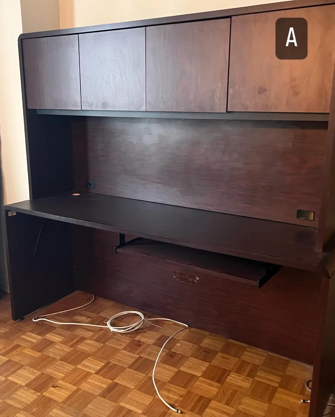 SALE Large Office Desk with hutch and 2 keyboard trays image indicator(4)