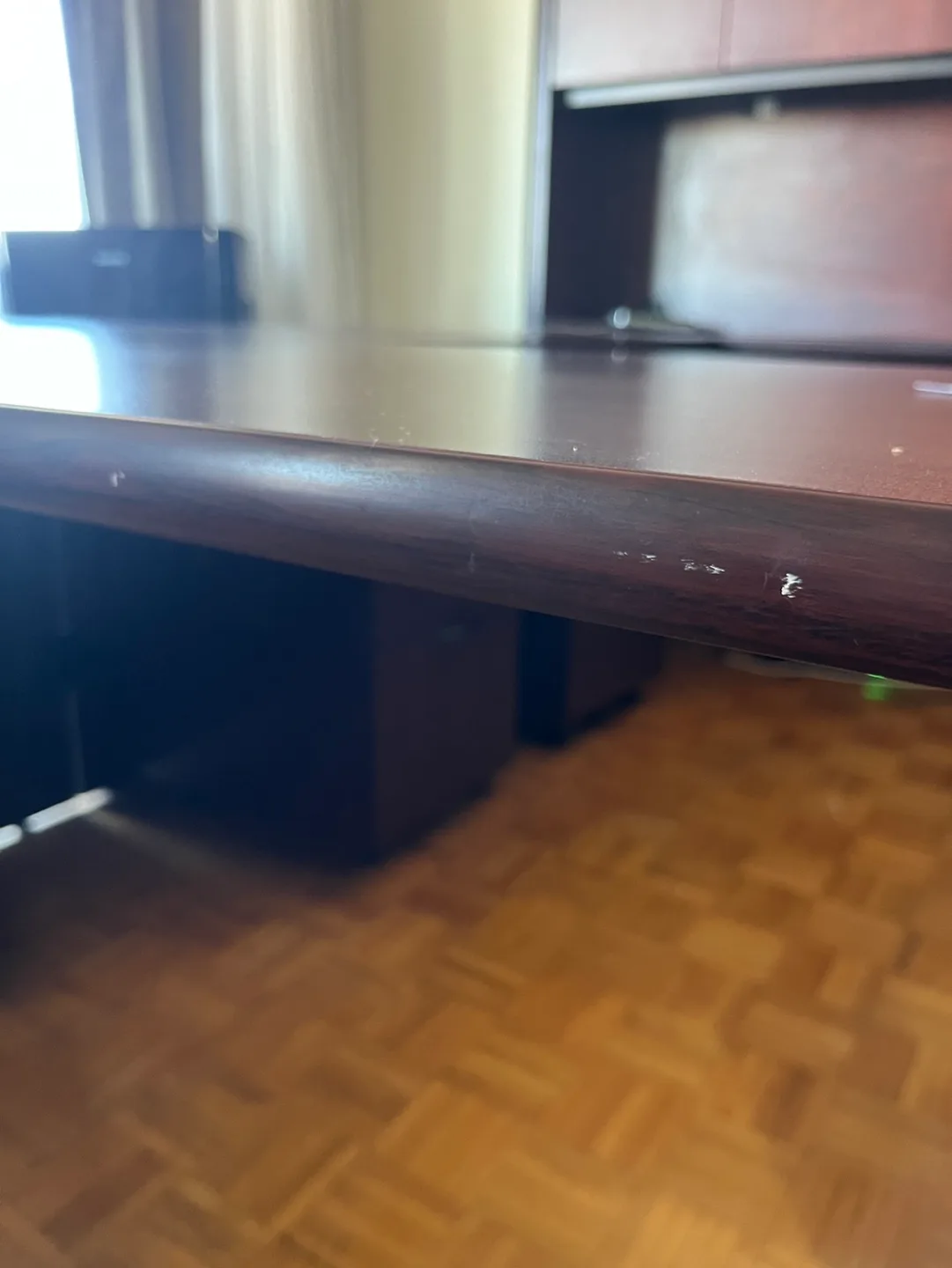 SALE Large Office Desk with hutch and 2 keyboard trays image indicator(9)