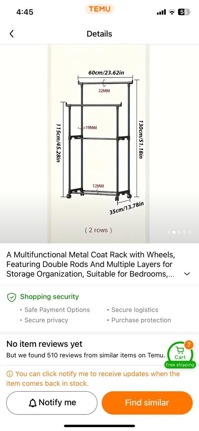 Double Rod Rolling Garment Rack - photo 5