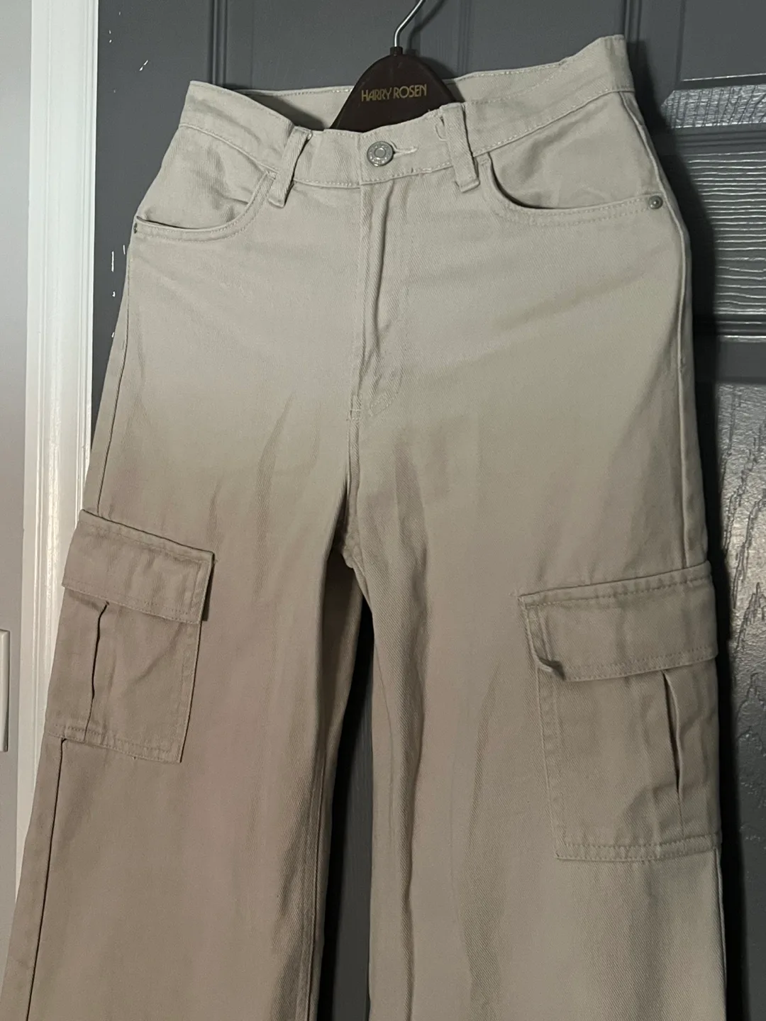 Wide leg denim cargo pants image indicator(3)