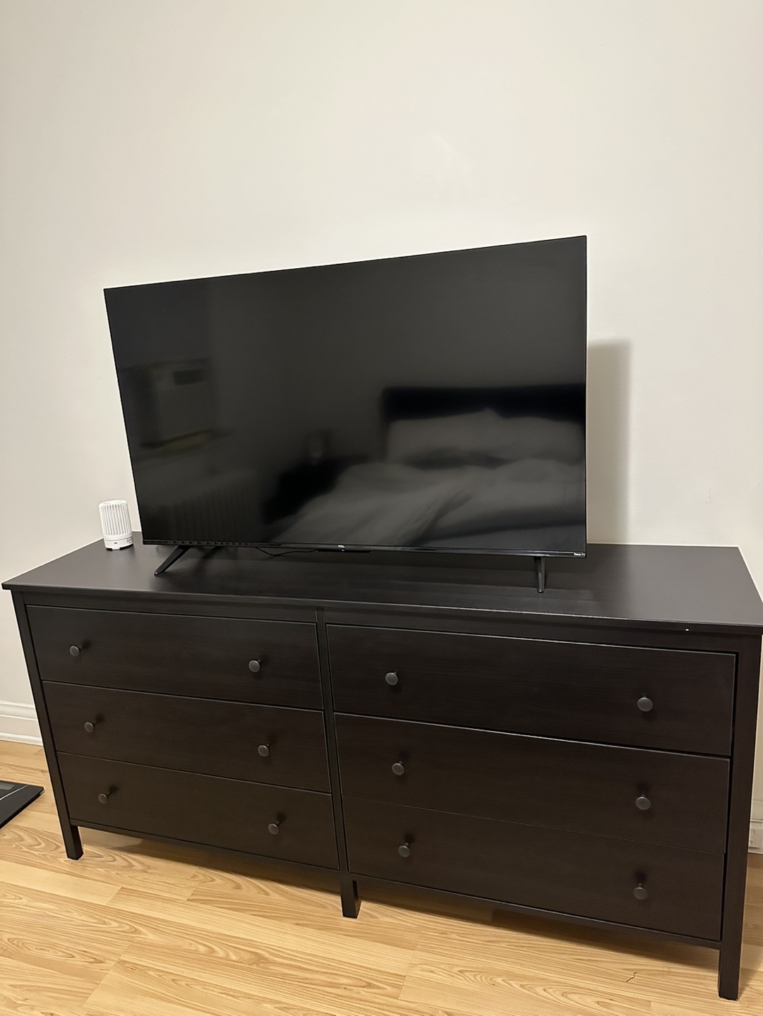 Black MALM 6-Drawer Dresser with TV