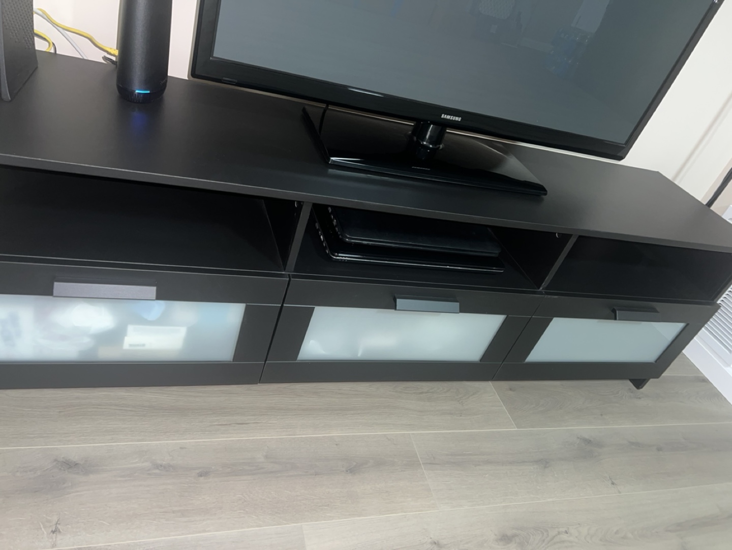 Black TV Stand with Three Drawers - photo 2