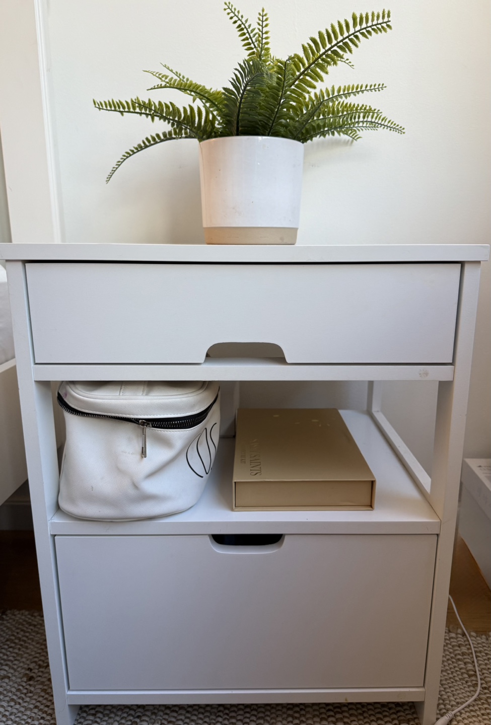 White 2-Drawer Nightstand