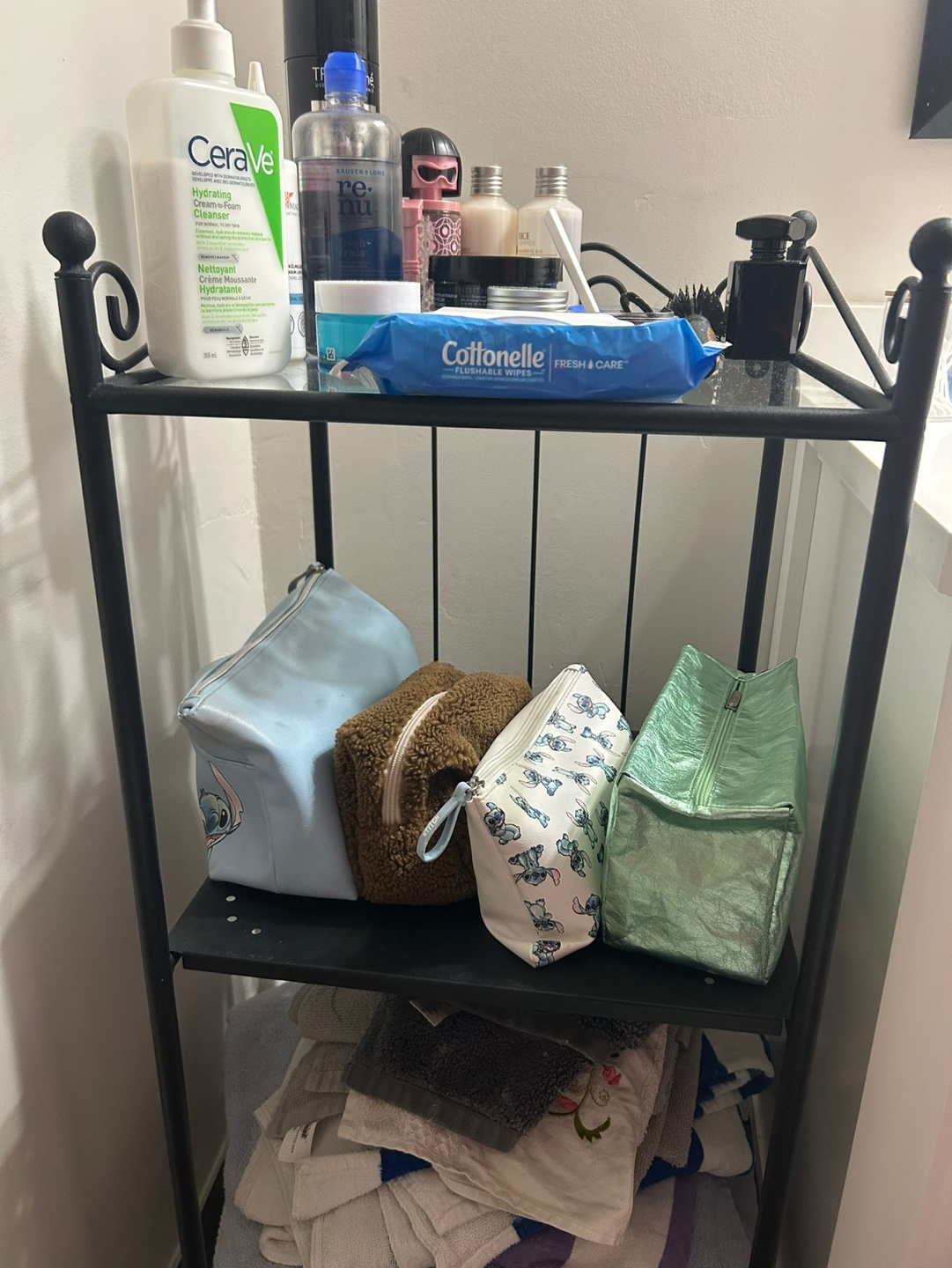 Three-Tier Black Metal Bathroom Shelf Unit - photo 2