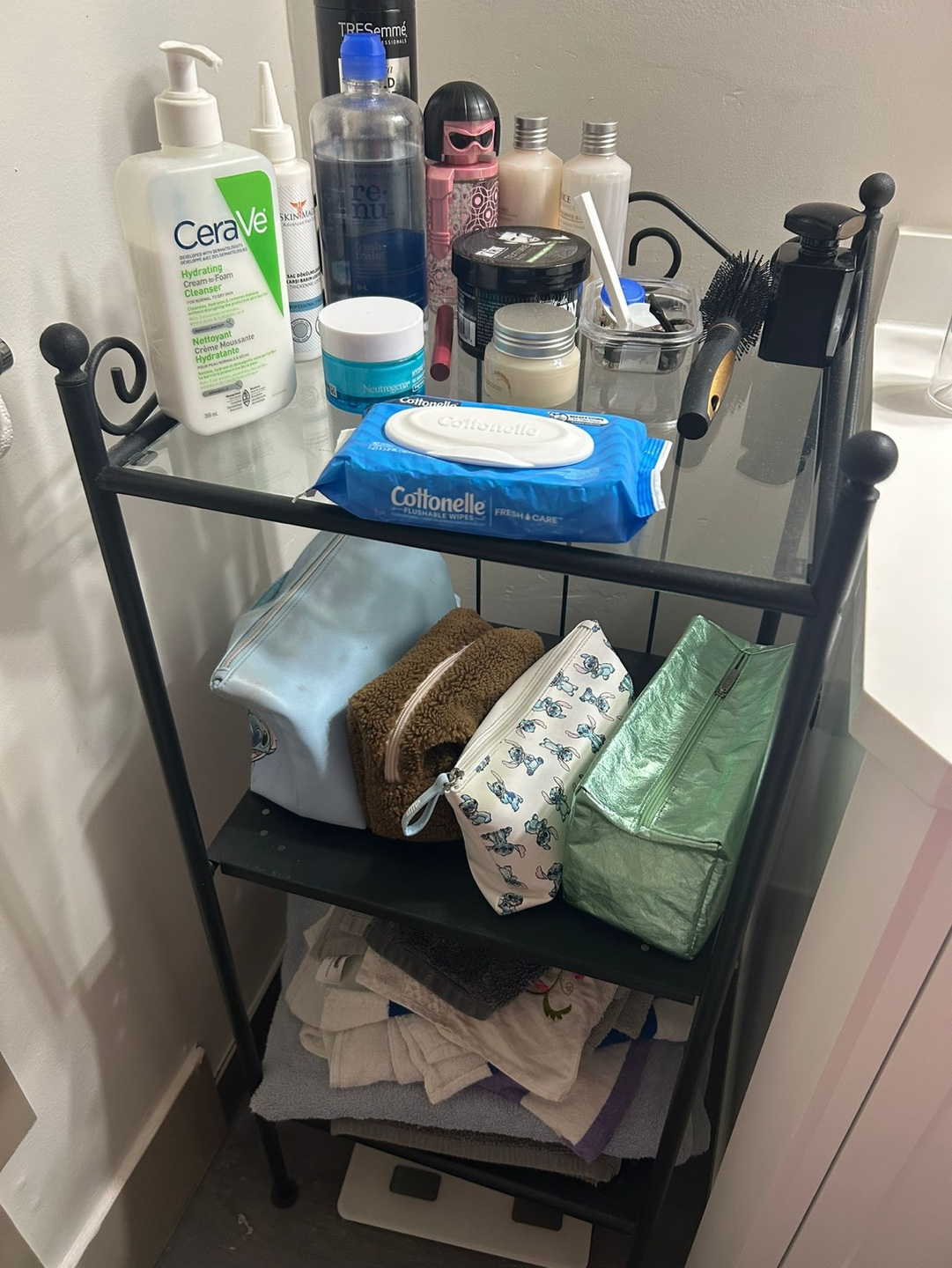 Three-Tier Black Metal Bathroom Shelf Unit - photo 3