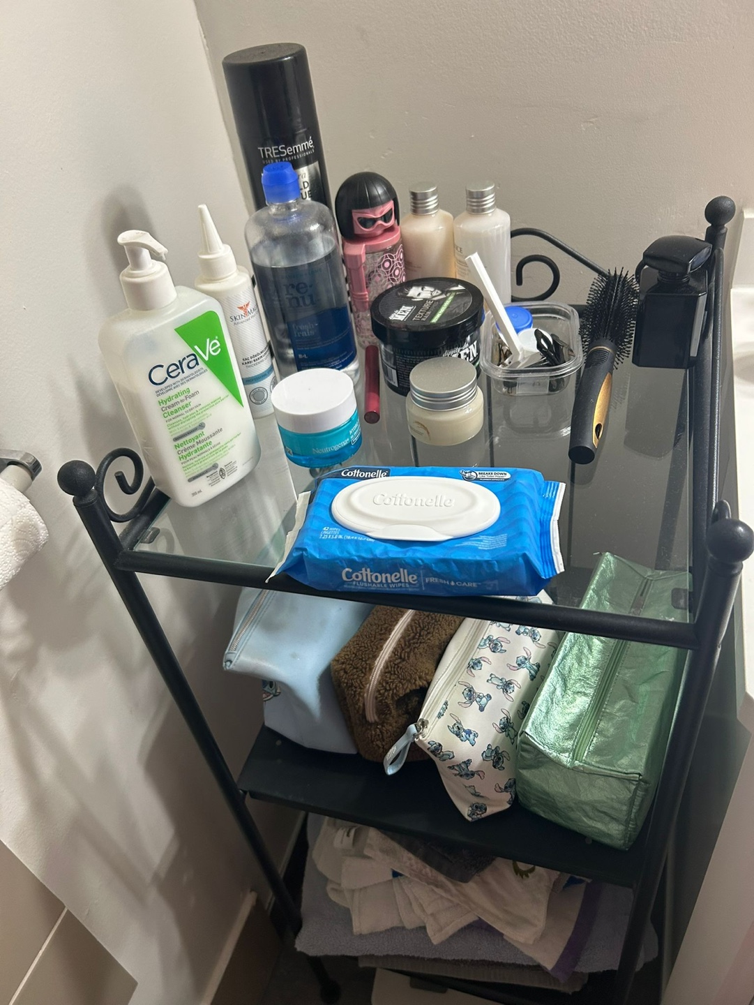 Three-Tier Black Metal Bathroom Shelf Unit