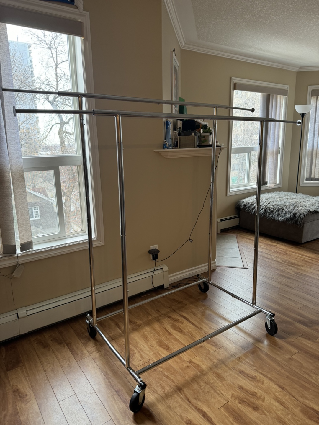 Chrome Rolling Clothing Rack - photo 3