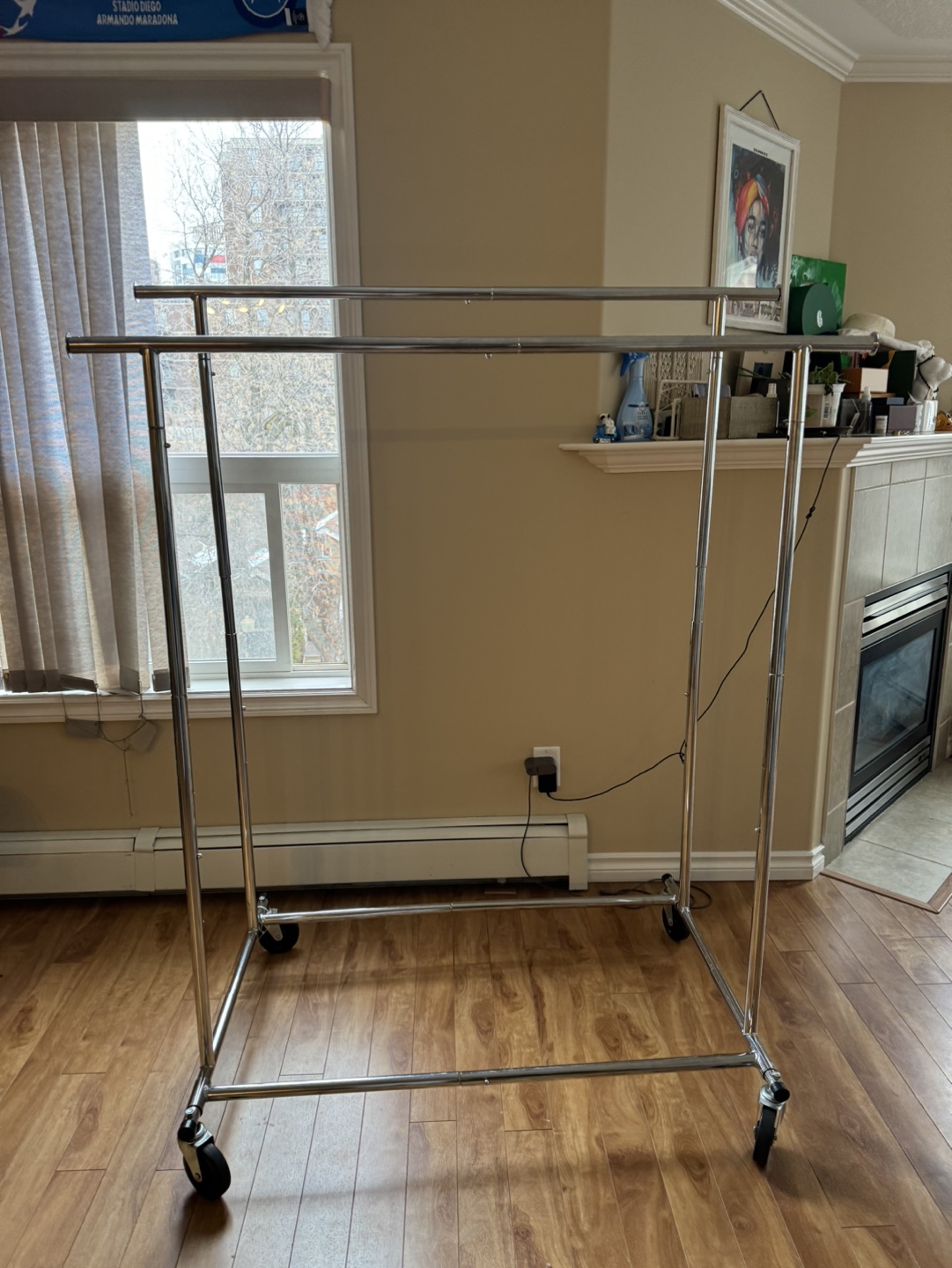 Chrome Rolling Clothing Rack - photo 2