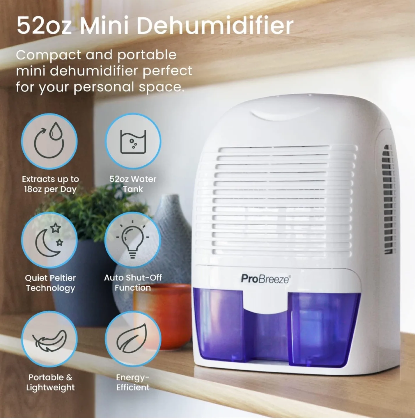 ProBreeze 52oz Mini Dehumidifier image indicator(2)