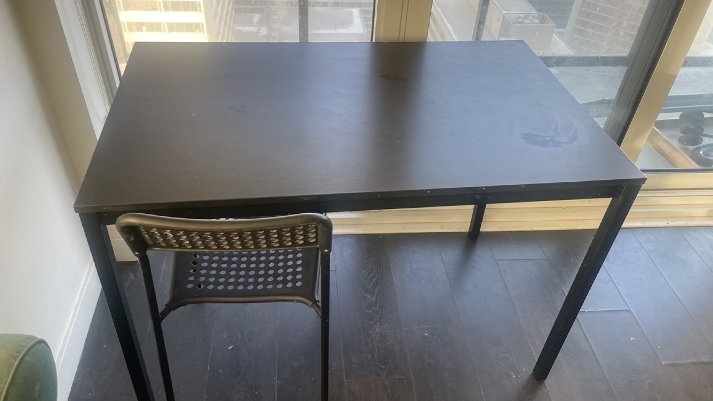 Black Metal Desk with Chair