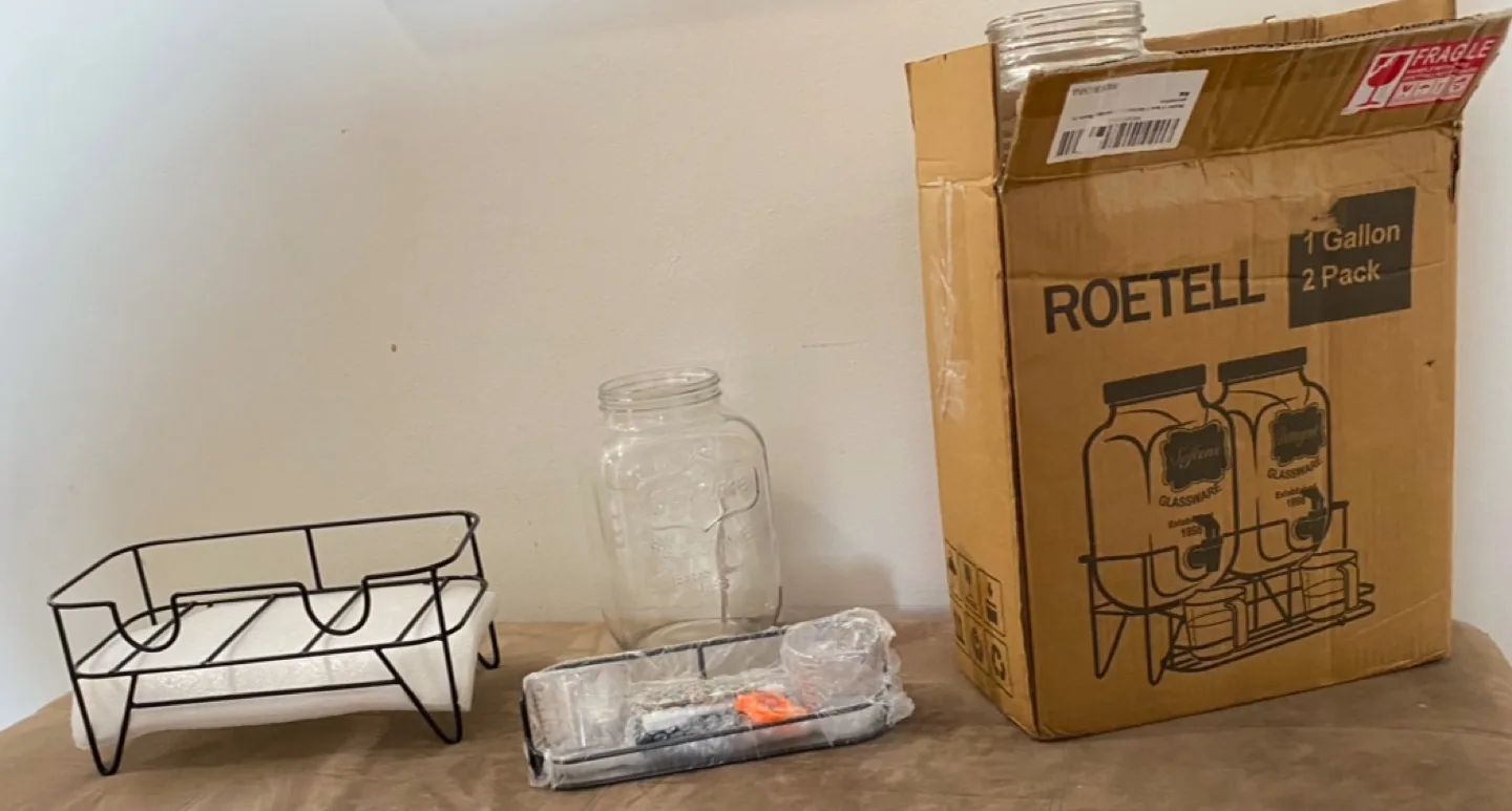 Roettel 2-Pack 1-Gallon Glass Beverage Dispensers with Stand image indicator(4)