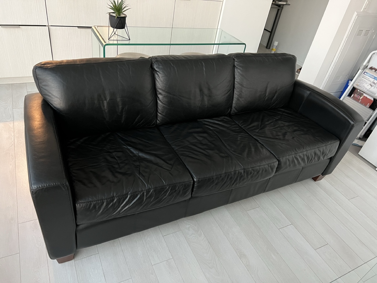 Black Leather Sofa - photo 2