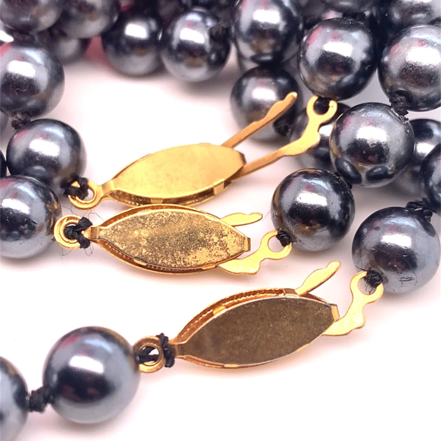 Lot of 4 Dark Grey Pearl Necklace with Gold Clasp image indicator(4)