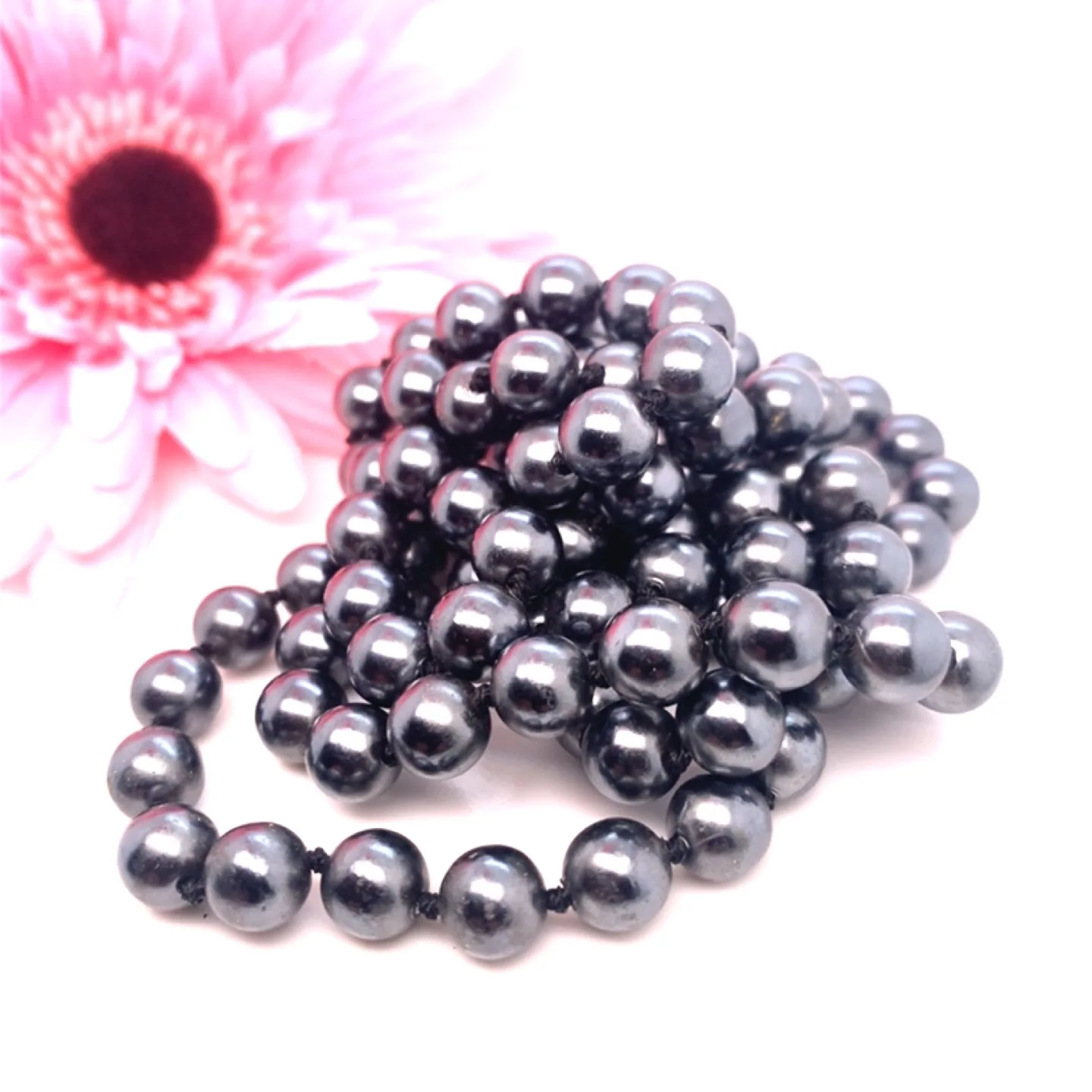 Lot of 4 Dark Grey Pearl Necklace with Gold Clasp image indicator(2)