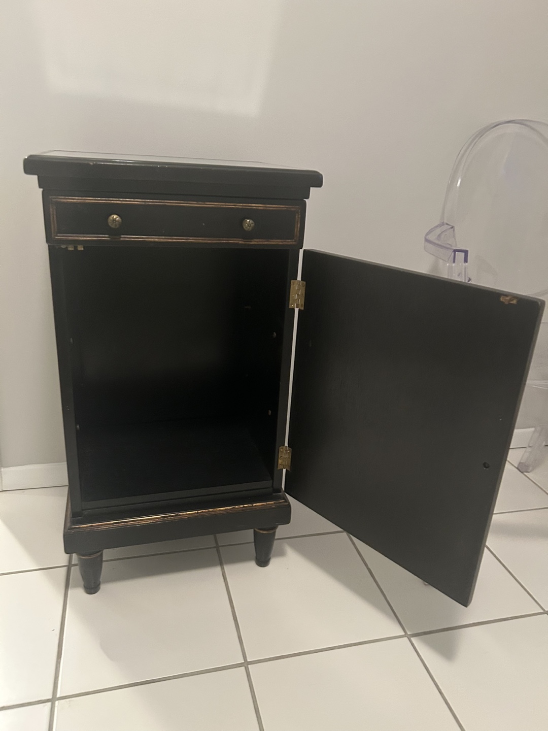Black End Table with Silver Top - photo 2