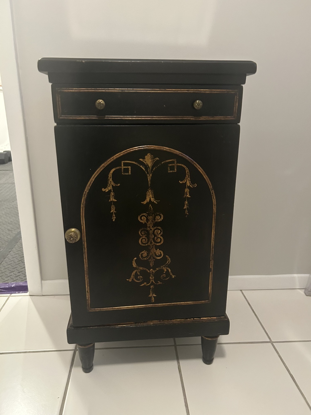 Black End Table with Silver Top - photo 3